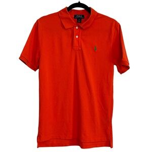 Polo Ralph Lauren Kids Orange Polo‎ Shirt Green Pony Logo Classic Fit Large